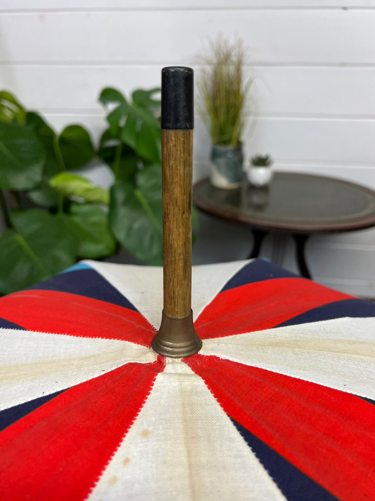 Vintage 70's Porsche Martini Racing Fabric Umbrella Rare Wooden Stick Collectible