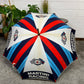 Vintage 70's Porsche Martini Racing Fabric Umbrella Rare Wooden Stick Collectible