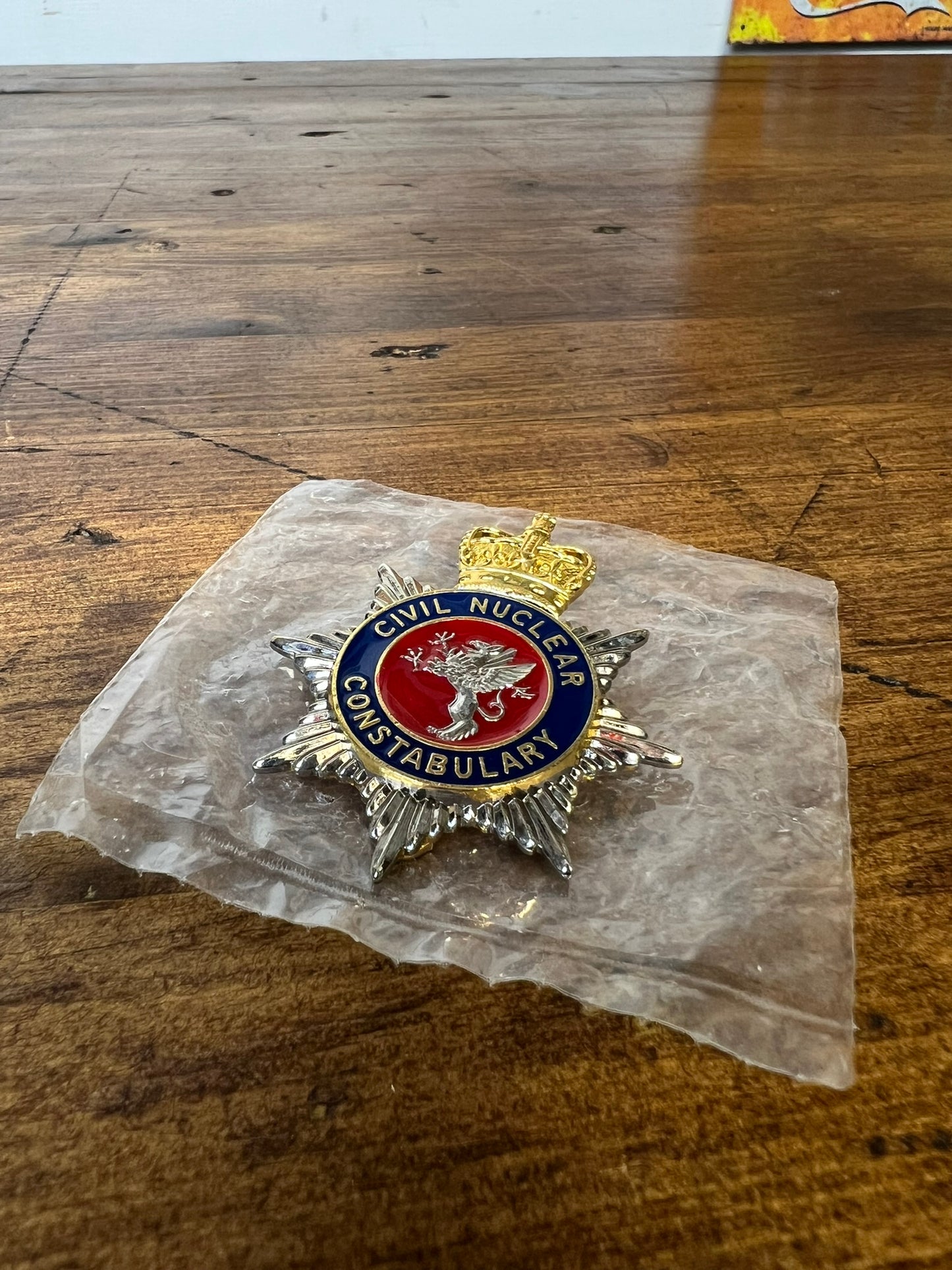 Civil Nuclear Constabulary Enamel Cap Badge NEW Obsolete Police Collectible