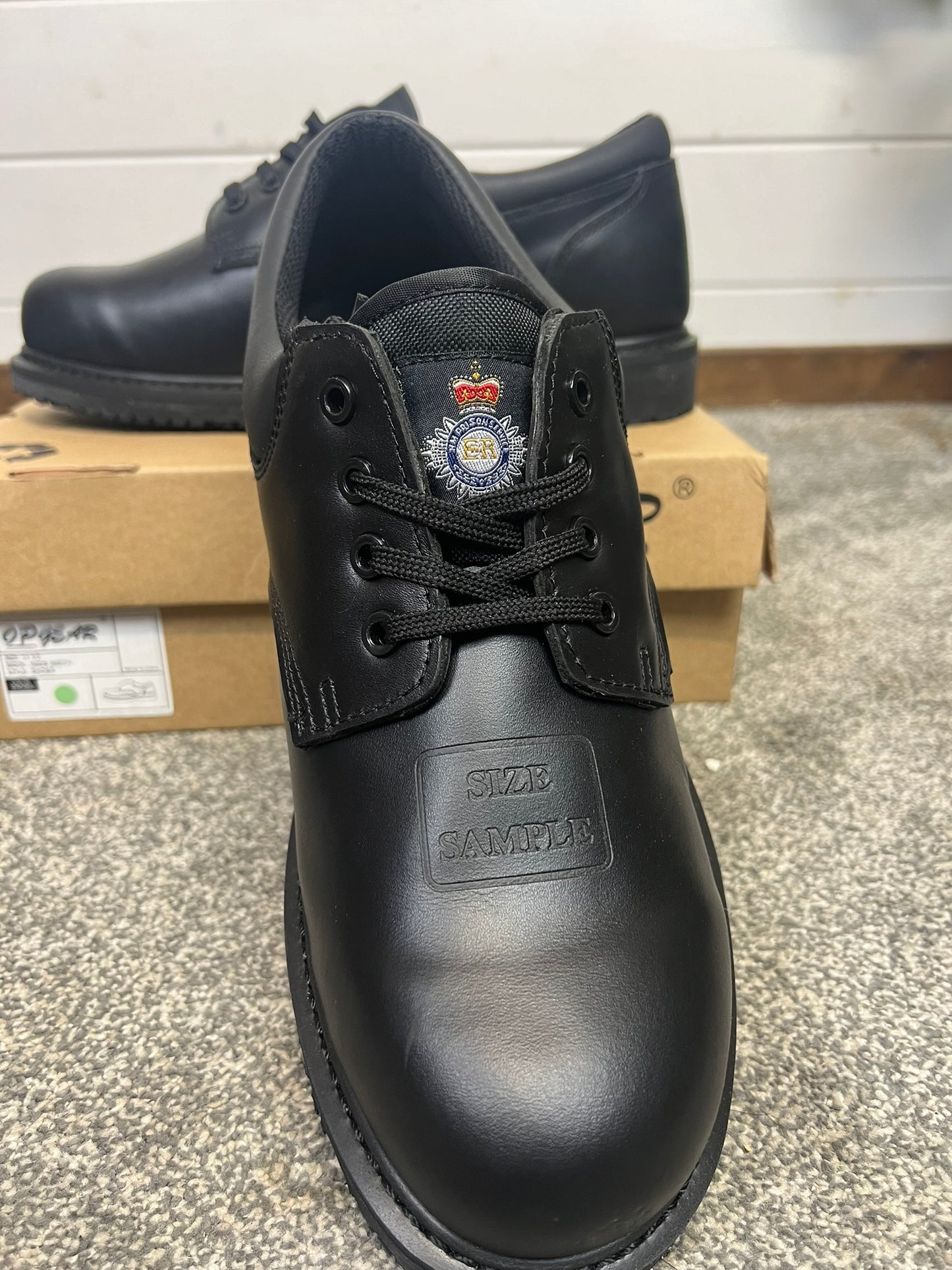 HM Prison Service Black Uniform Shoes HMP Badge NEW