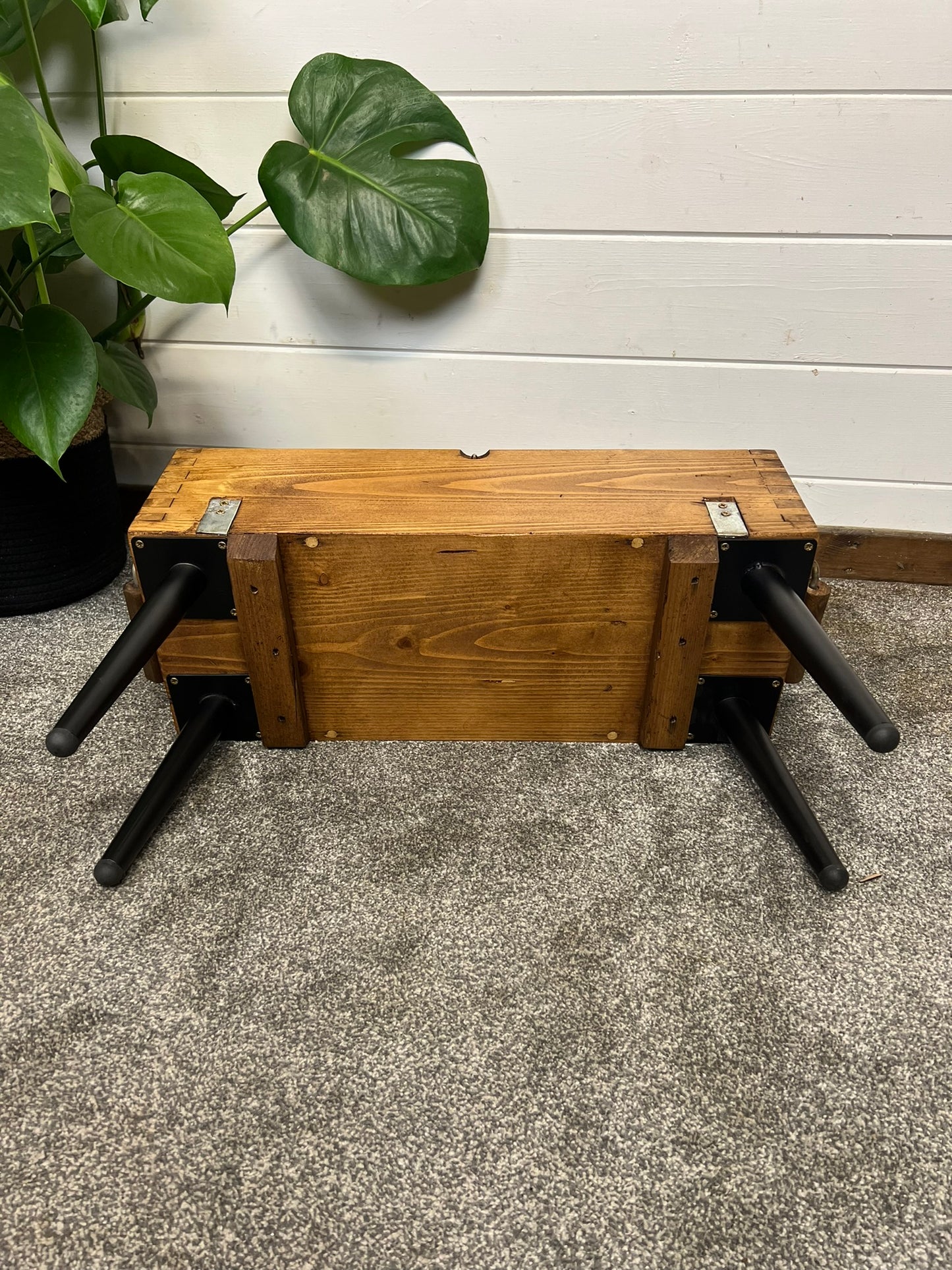 Vintage Rustic Wooden Box Side Table Storage Reclaimed Chest Farmhouse Coffee Table