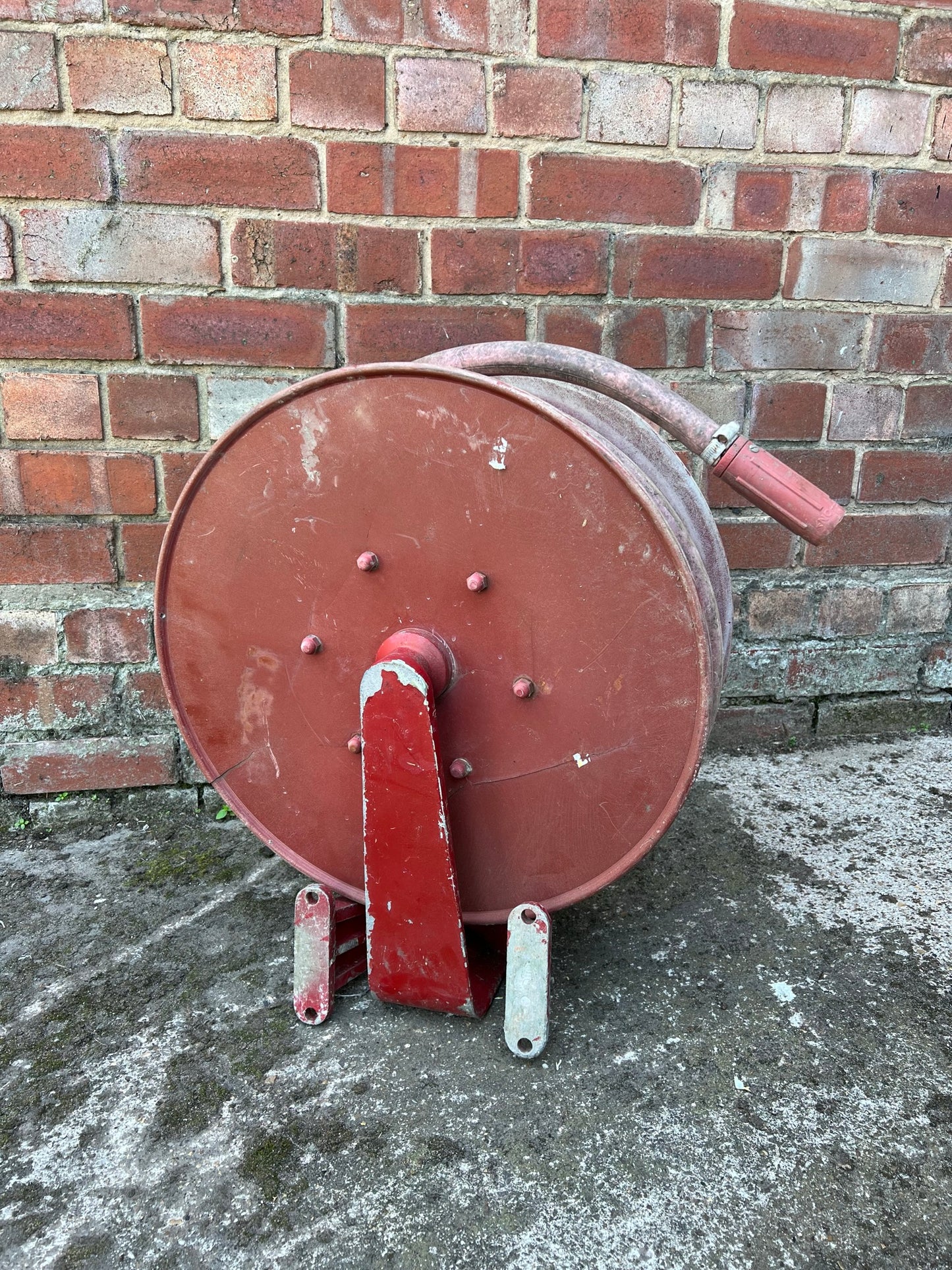Vintage Fire Hose Reel Reclaimed Industrial Old Retro Wall Fire Hose Man Cave Display