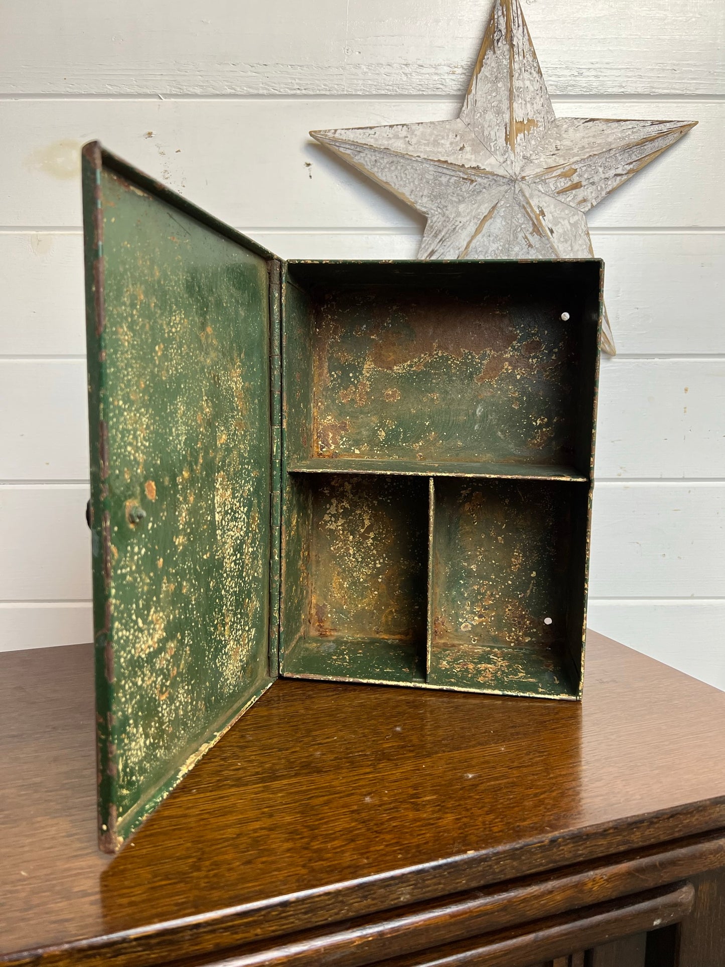Vintage Metal Wall Box Tool Storage Small Cabinet Vintage Reclaimed Rustic Patina