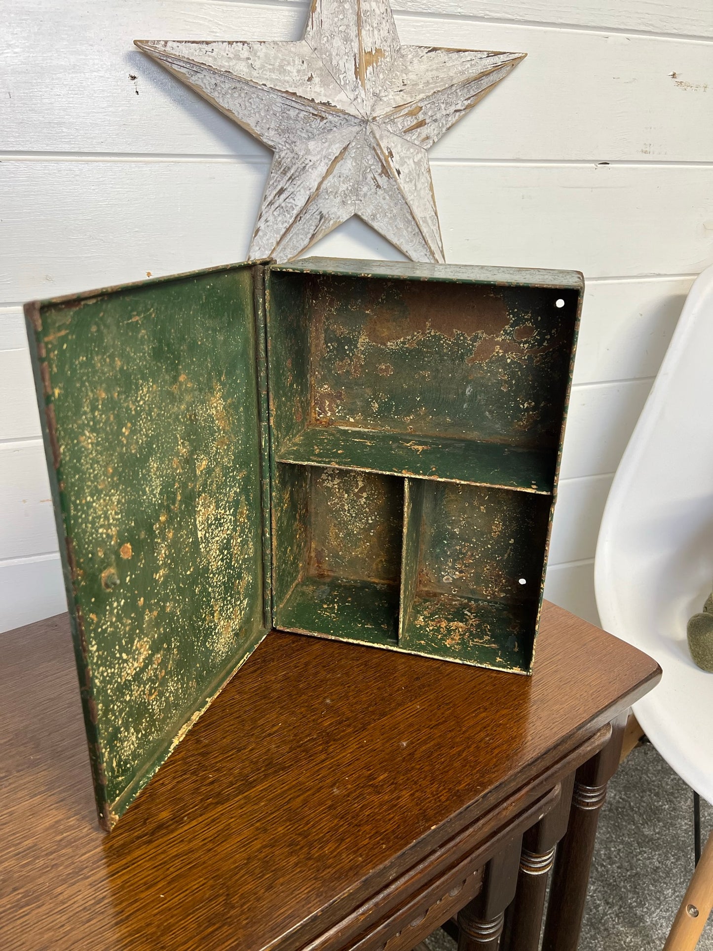 Vintage Metal Wall Box Tool Storage Small Cabinet Vintage Reclaimed Rustic Patina