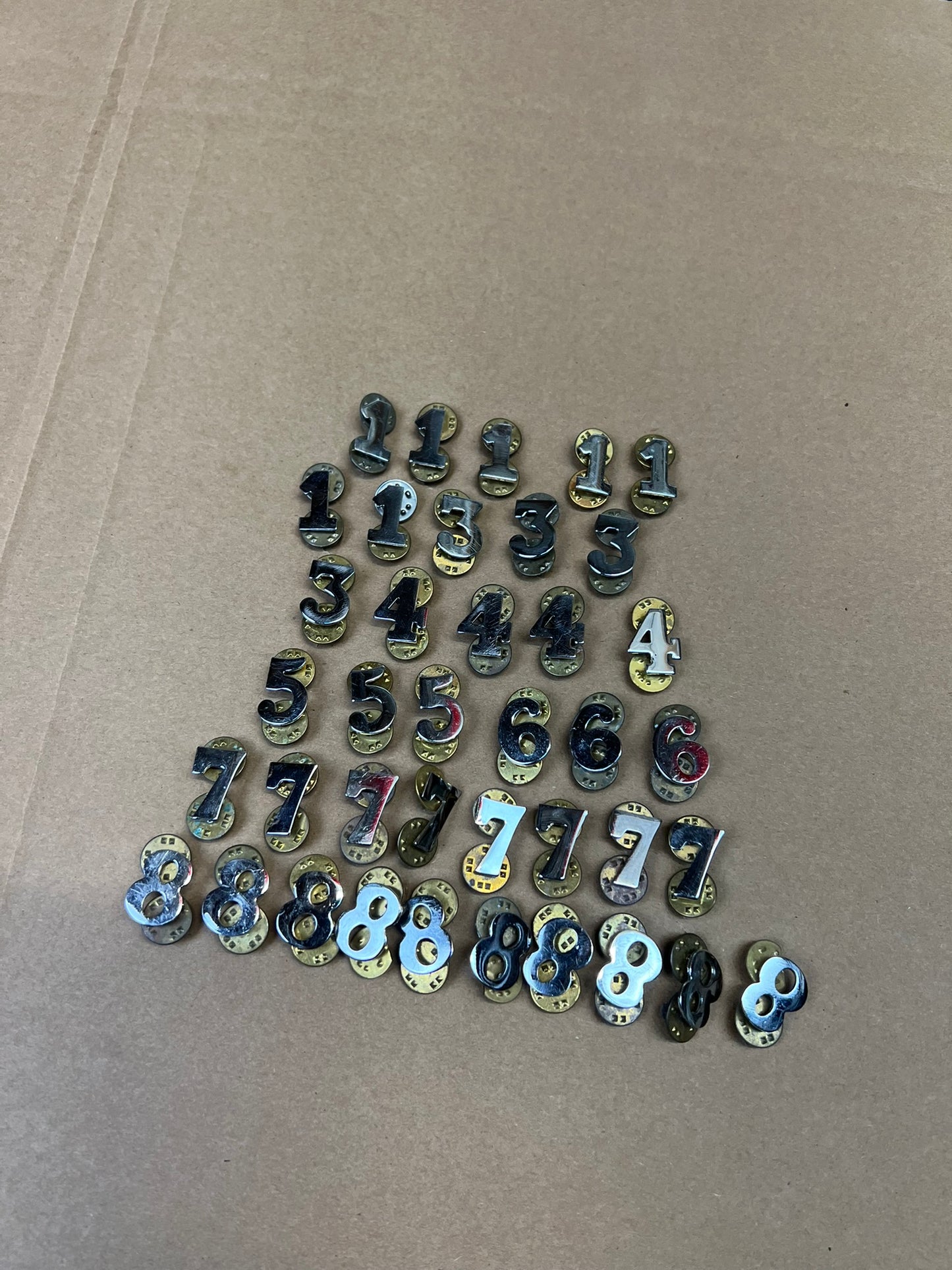 39x Ex Police Vintage Police Chrome Numbers Collar Number Job Lot