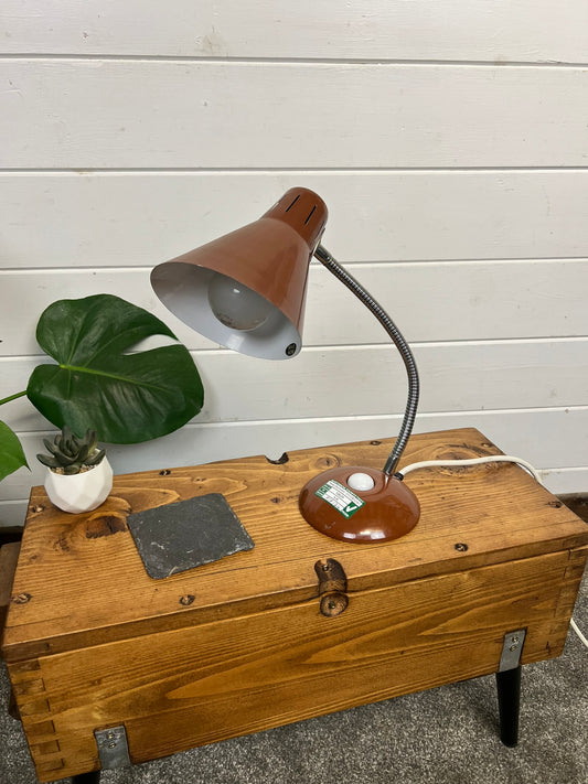 Vintage Retro Flexible Brown Desk Lamp Mid Century 50's Made in Hong Kong