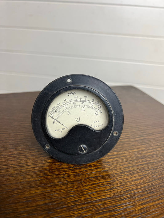 Vintage Military OHMS Meter Gauge WWII Aircraft War Date Broad Arrow