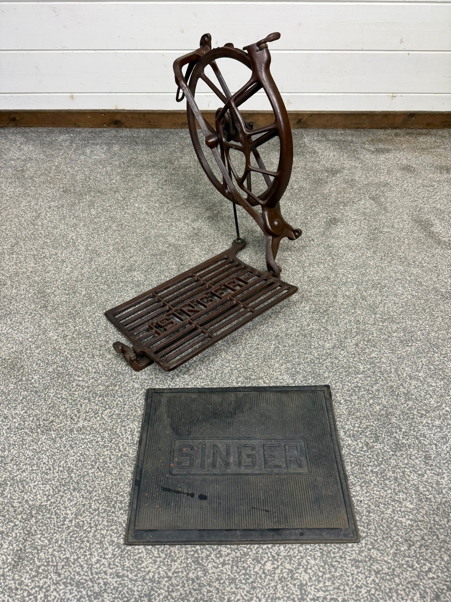 Vintage Singer Treadle Base & Pedal with Original Foot Plate