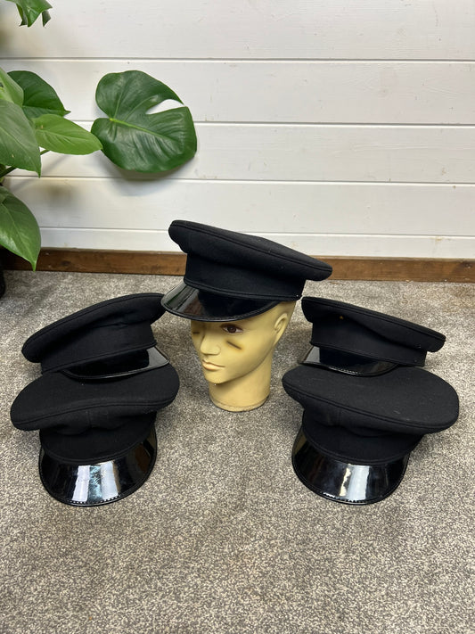 Ex Police Black Peak Cap Genuine Issue Chauffeur Fancy Dress Theatre Film Prop Collectible