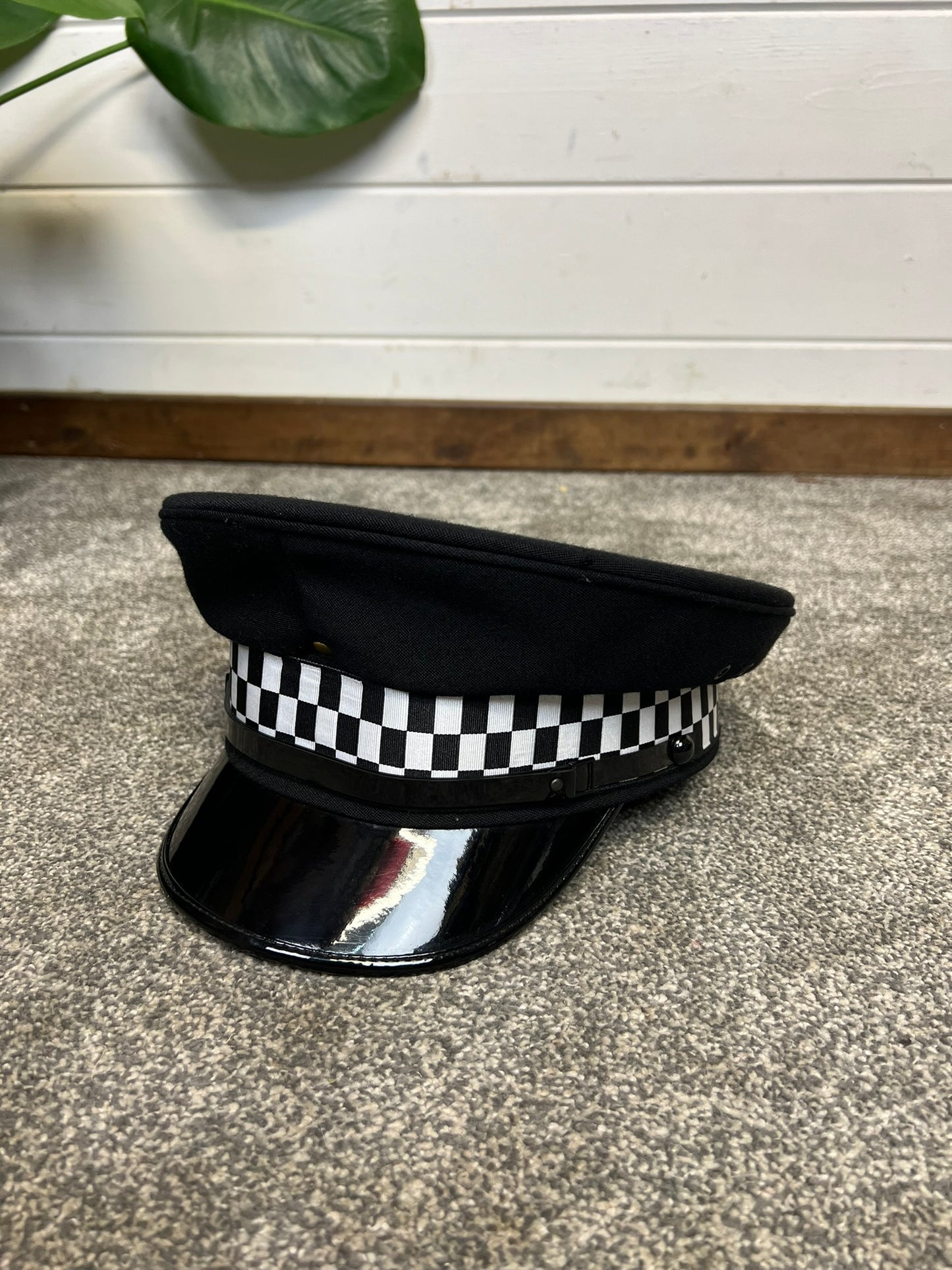 Ex Police Black Peak Cap 58cm Genuine Issue Chauffeur Fancy Dress Film Prop Collectible