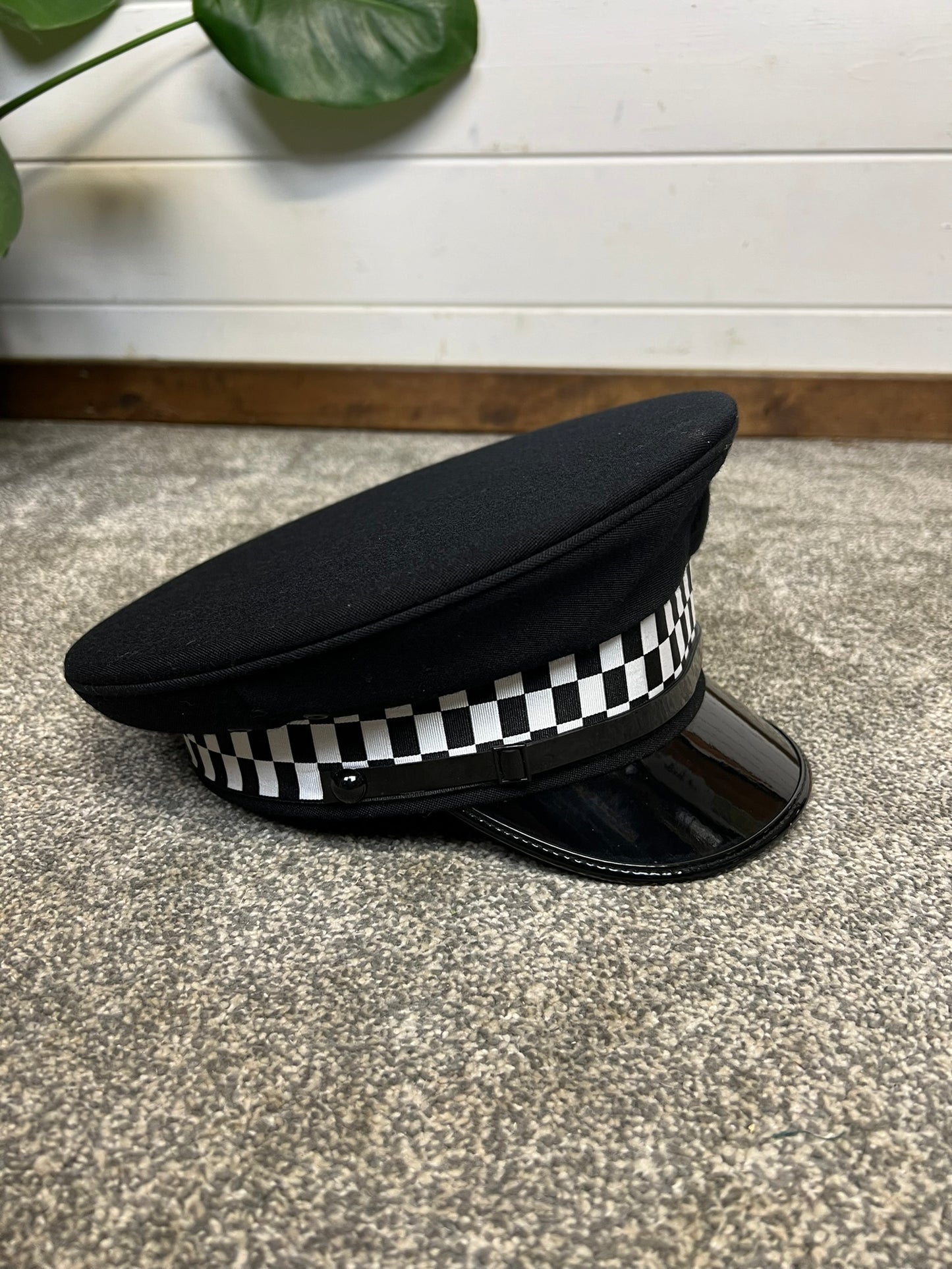 Ex Police Black Peak Cap 58cm Genuine Issue Chauffeur Fancy Dress Film Prop Collectible