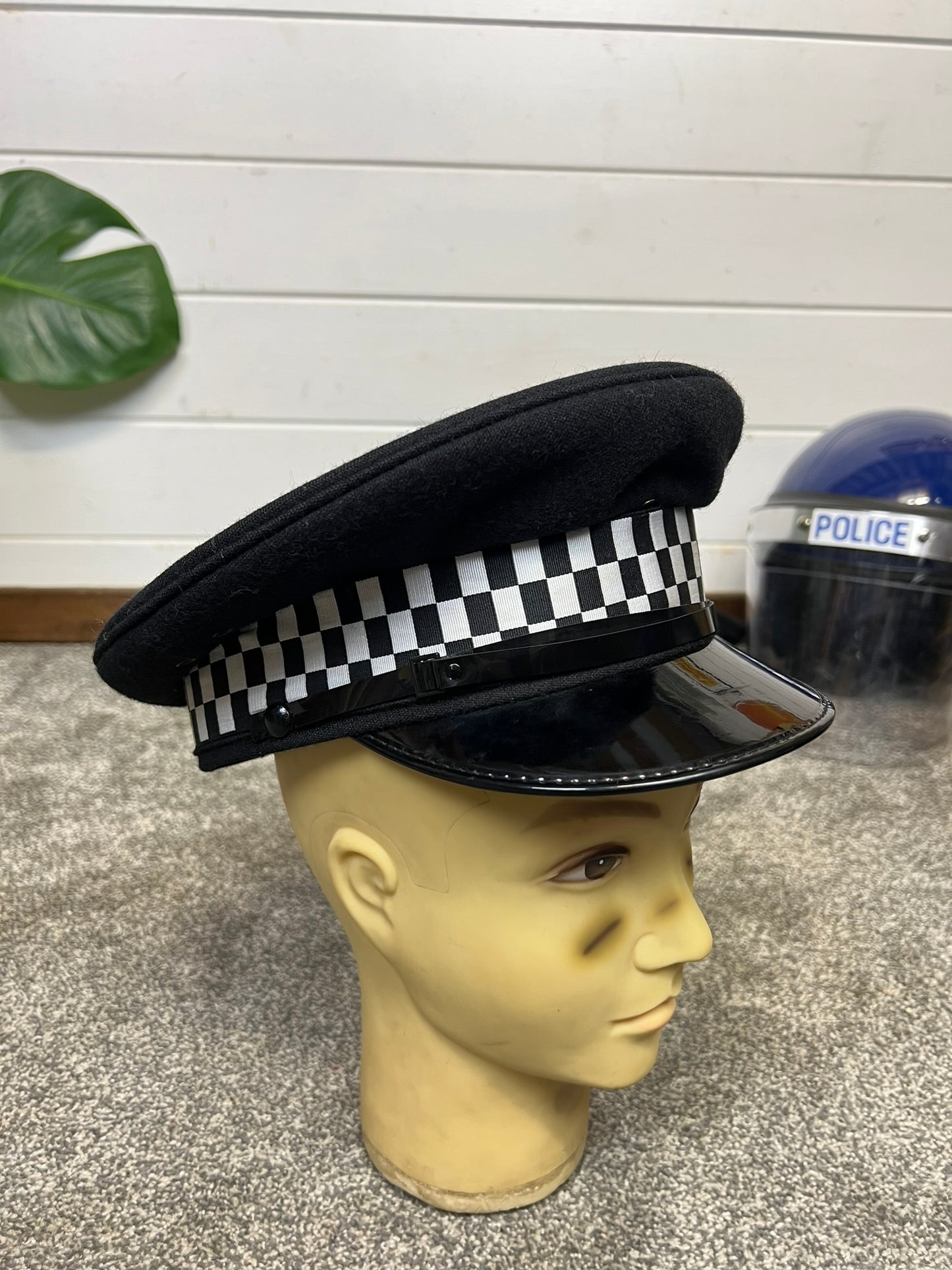 Ex Police Black Peak Cap 57cm Genuine Issue Chauffeur Fancy Dress Film Prop Collectible