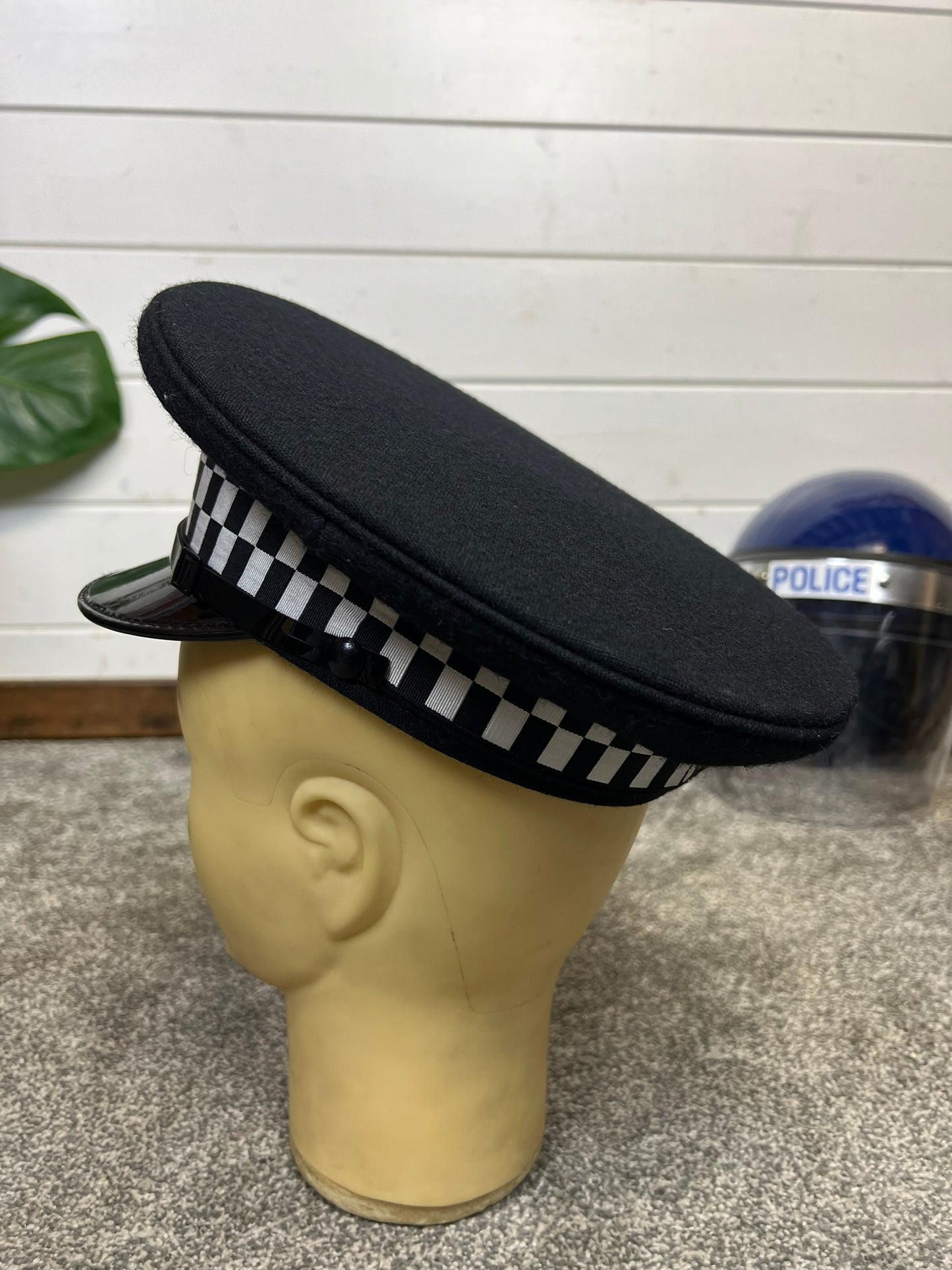 Ex Police Black Peak Cap 57cm Genuine Issue Chauffeur Fancy Dress Film Prop Collectible