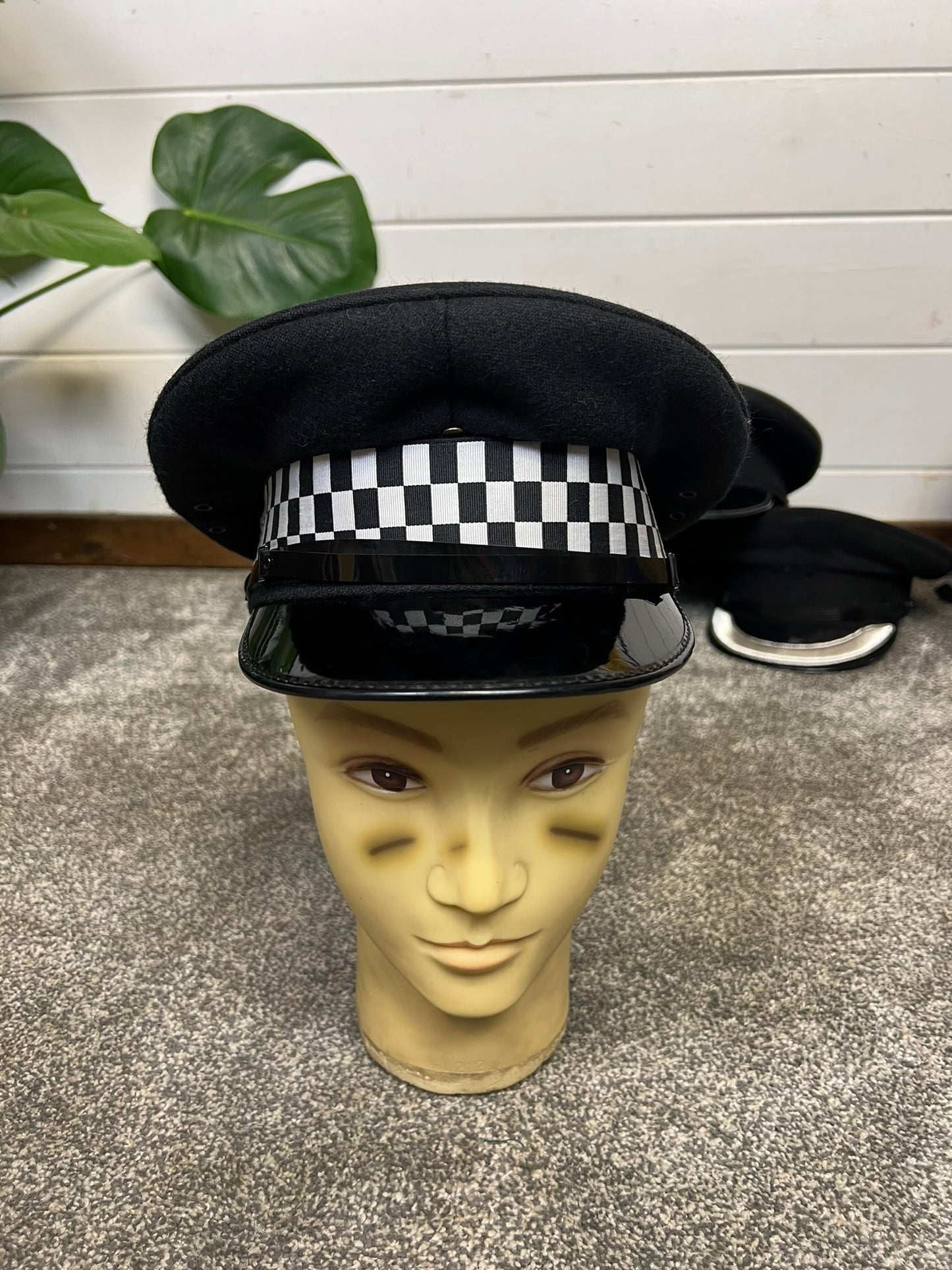 Ex Police Black Peak Cap 57cm Genuine Issue Chauffeur Fancy Dress Film Prop Collectible