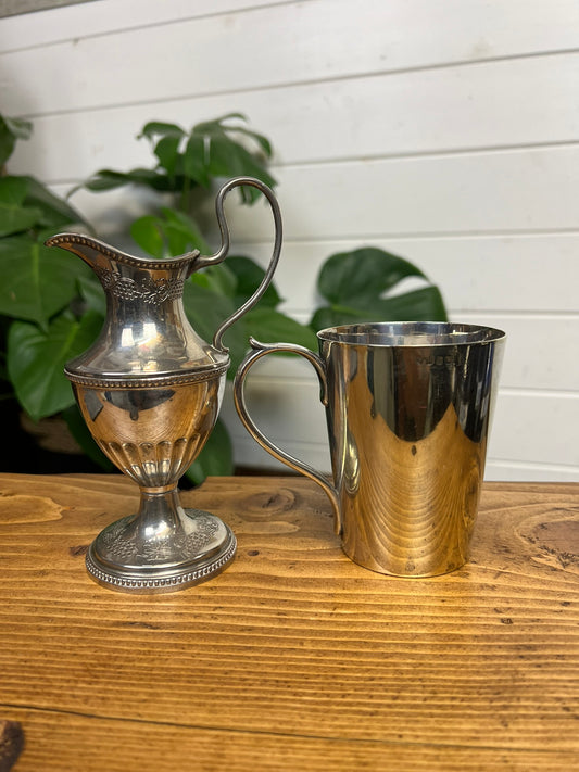 Vintage Silver Plate Jug & Cup Silverware Tableware Decor Art Deco