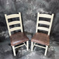 Modern Country Rustic Farmhouse Ladder Back Dining Chairs PAIR