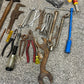 Job Lot of Old Garage Tools Vintage Rustic Spanners Hand Drill Screwdrivers etc.