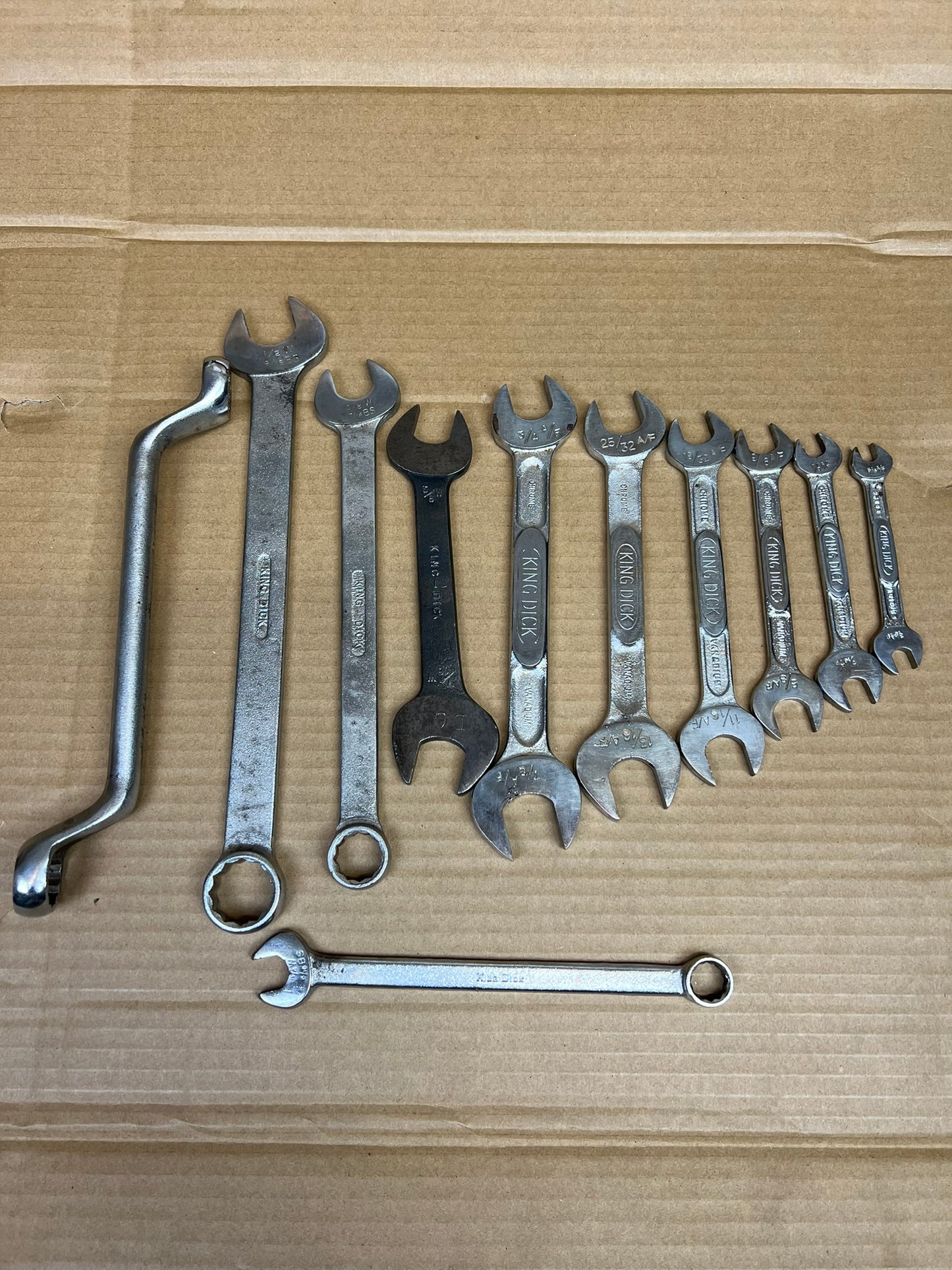 11x Vintage King Dick Spanners Job Lot Imperial Whitworth BSF AF