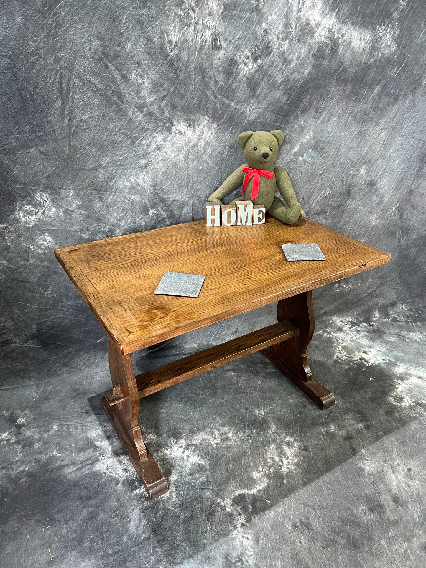Vintage Oak Refectory Coffee Table Rustic Farmhouse Antique Country Home Side Table