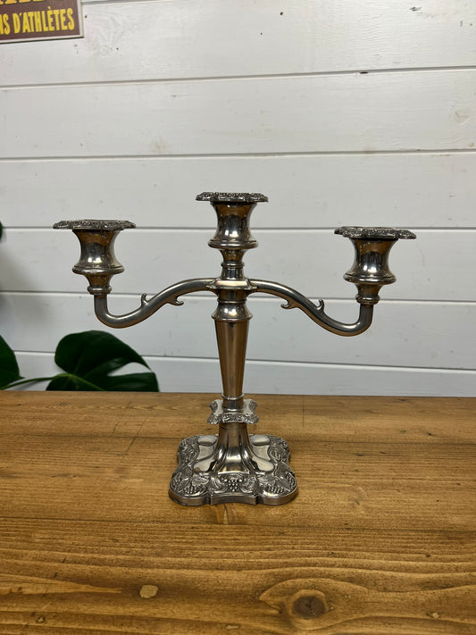 Vintage Silver Plate Candelabra Three Arm Decorative Candle Stick Holder