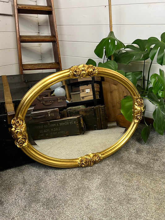 Oval Gilt Frame Wall Mirror Gold Boho Art Nouveau French Vintage Style Home Decor