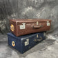 Pair of Vintage Globe Trotter Hard Case Suitcase Travel Labels Trunk Boho Décor Display Prop