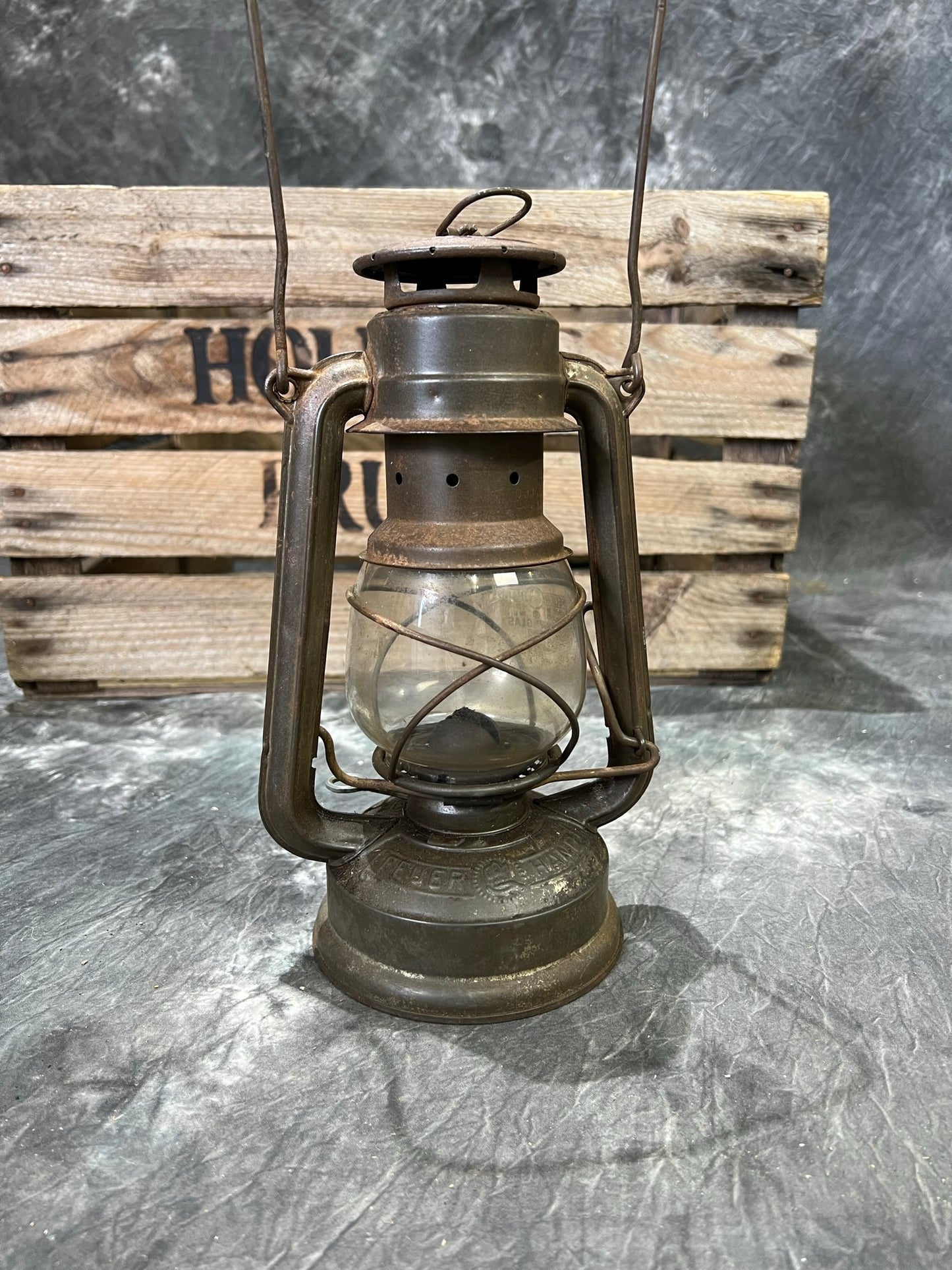 Vintage German Feuerhand Paraffin Oil Lantern Lamp Rustic Industrial Decor Display