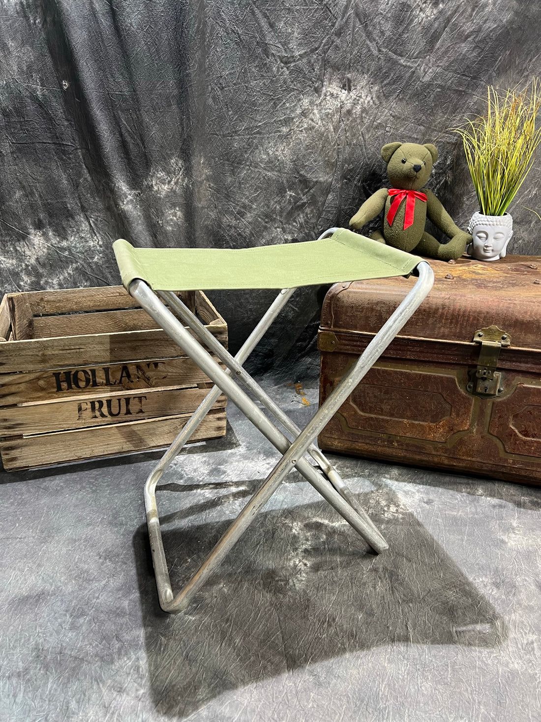 British Army Folding Canvas Stool Military Heavy Duty Aluminium Campin