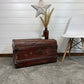 Vintage Metal Brown Travel Trunk Rustic Coffee Side Table Original Storage Steamer Chest