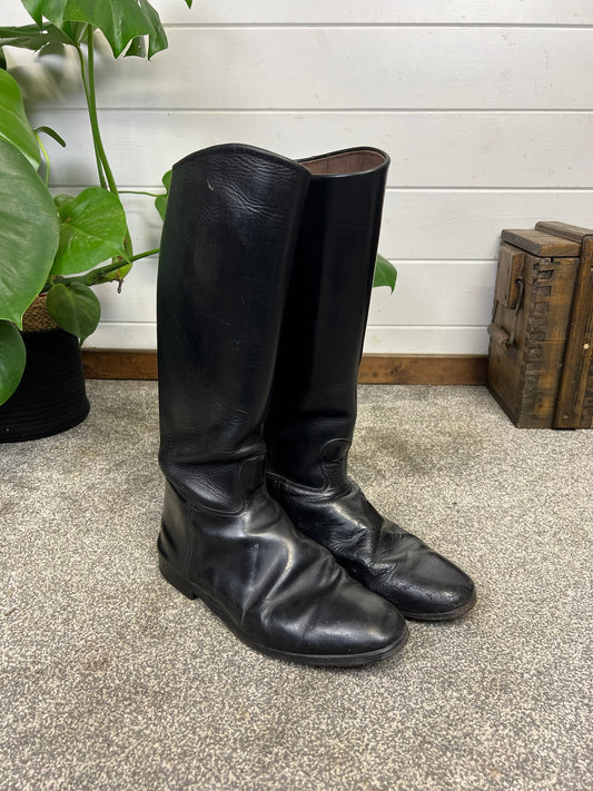 Vintage Men's Black Leather Riding Boots Collectible Equestrian Display