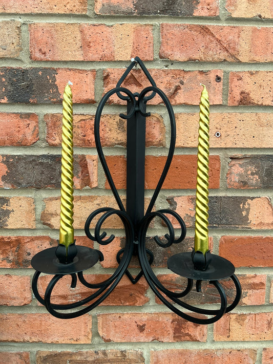 Wrought Iron Wall Sconce Candlestick Holder Black Ornate Gothic Home Decor