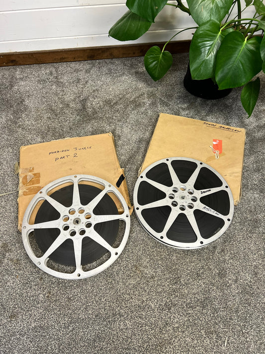 2x Vintage 16mm Aluminium Cinema Film Movie Reel 50's Retro Decor