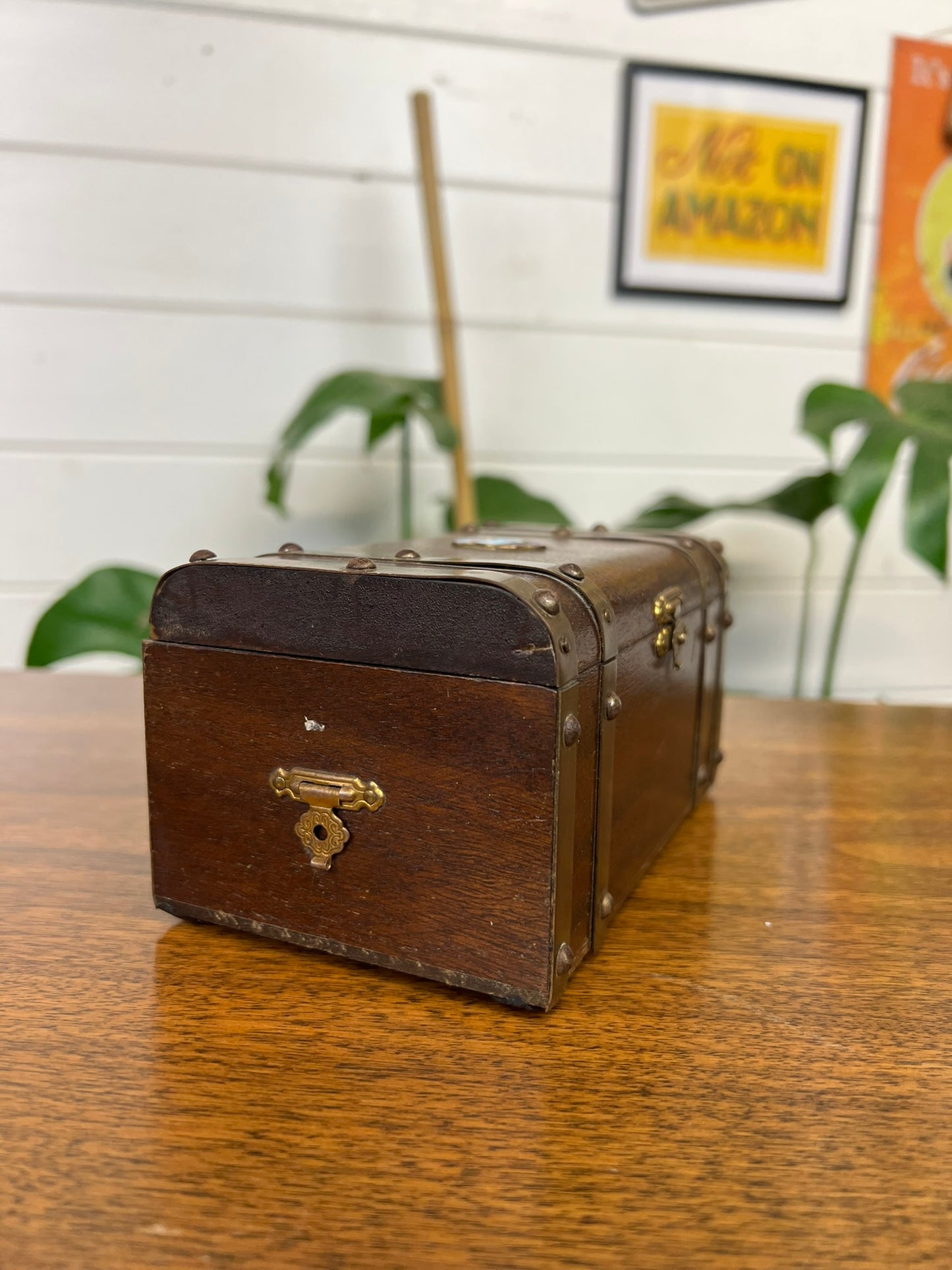 Small Vintage Wooden Tea Chest Trinket Box Llandudno Souvenir Treasure Chest