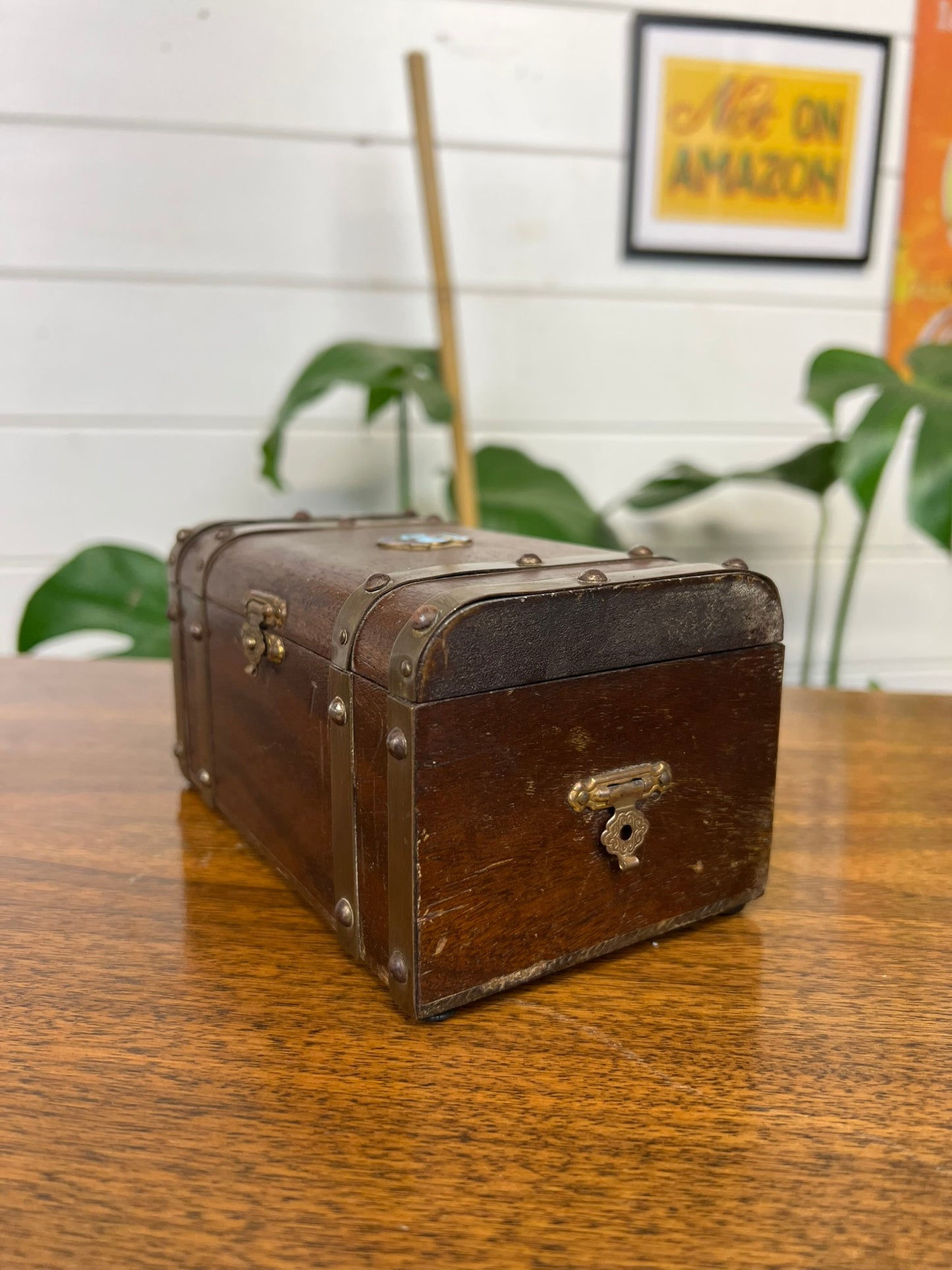 Small Vintage Wooden Tea Chest Trinket Box Llandudno Souvenir Treasure Chest