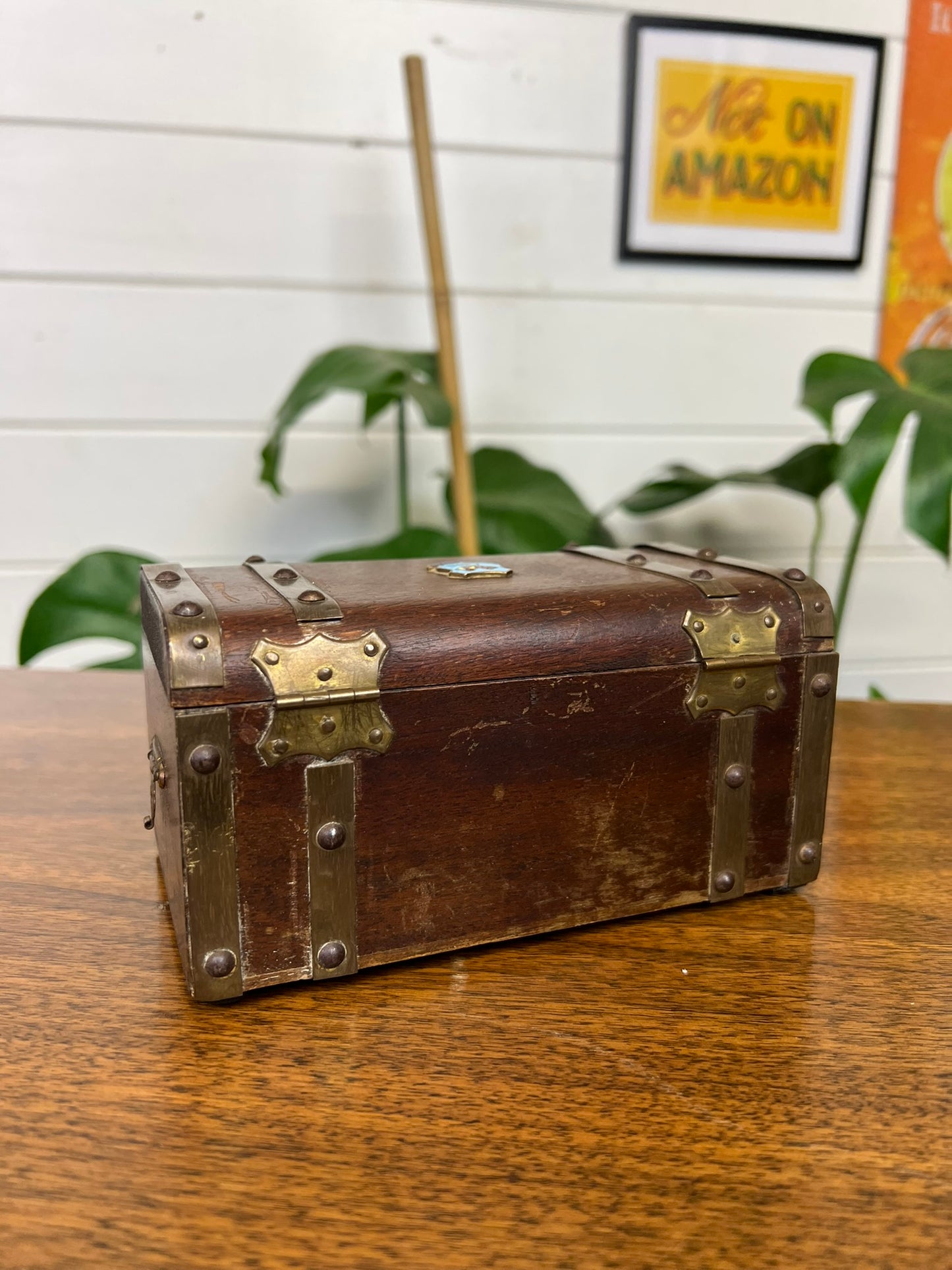 Small Vintage Wooden Tea Chest Trinket Box Llandudno Souvenir Treasure Chest