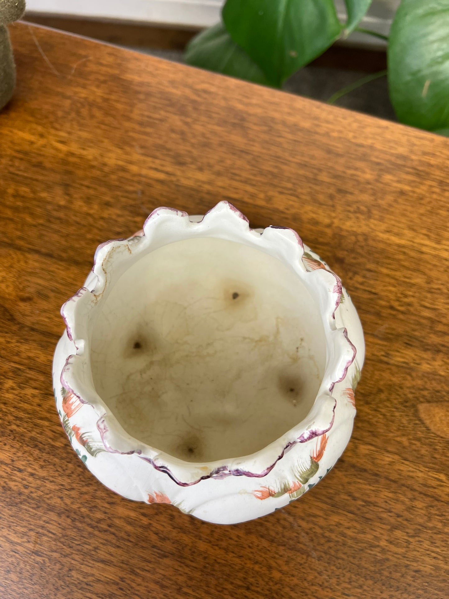 Vintage Italian Bristolia Pottery 4 Legged Ceramic Floral Pot Bowl Vintage Decor Flower Pot Planter