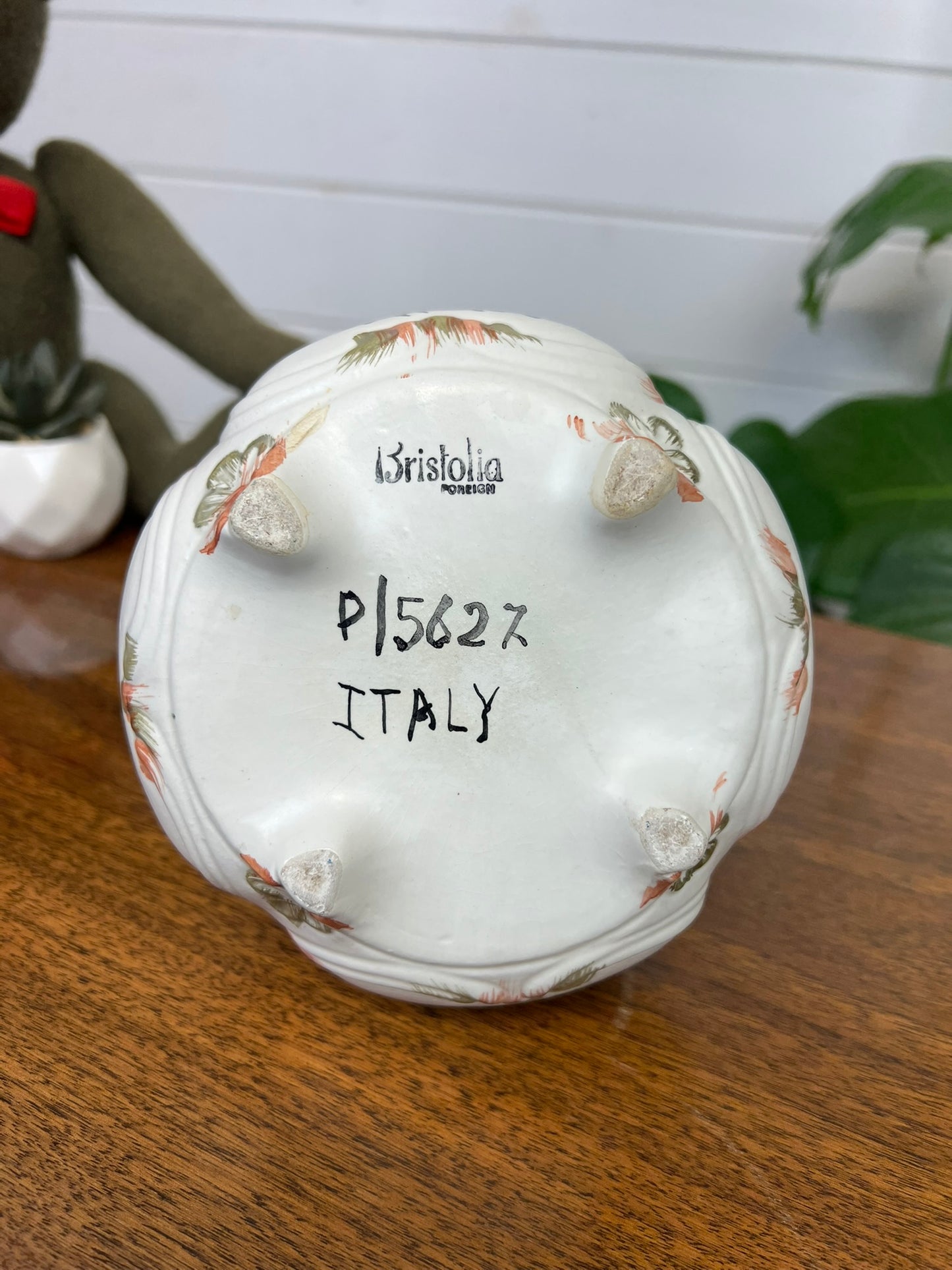 Vintage Italian Bristolia Pottery 4 Legged Ceramic Floral Pot Bowl Vintage Decor Flower Pot Planter
