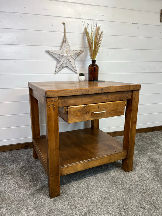 Rustic Reclaimed Large Oak Top Console Side Table Vintage Farmhouse Kitchen Island