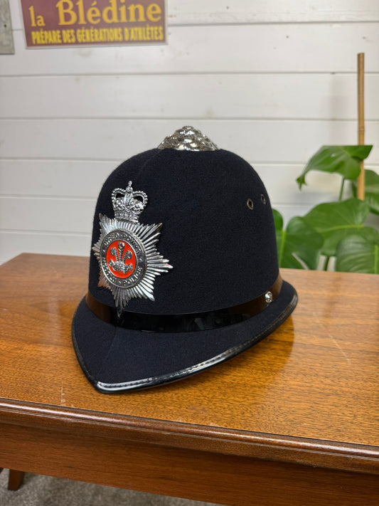 British Police Rose Top Bobby Helmet With Dyfed Powys Heddlu Police Badge