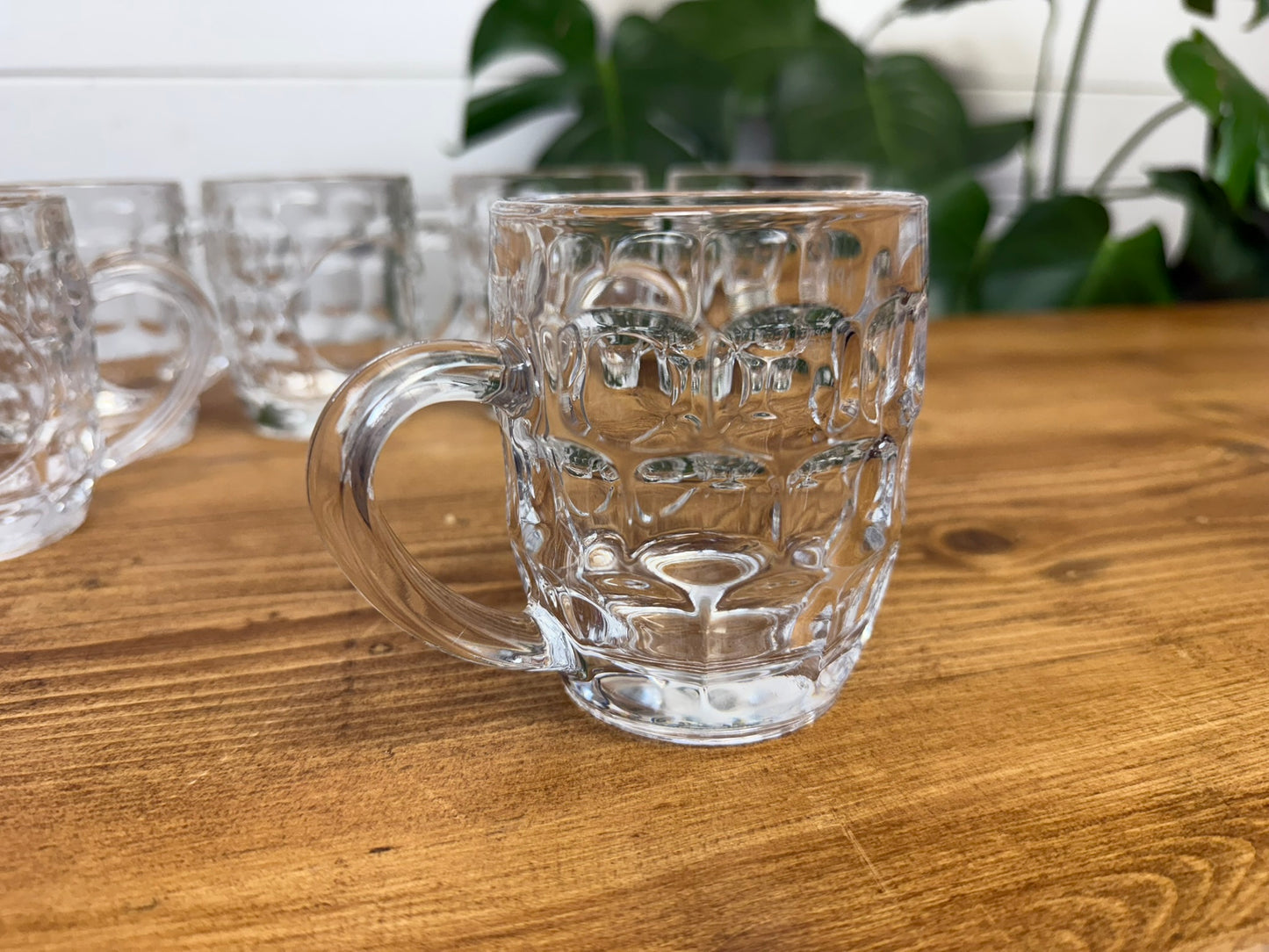 6x French Dimpled Half Pint Beer Glass Job Lot Tavern Pub Bar Beer Tankard