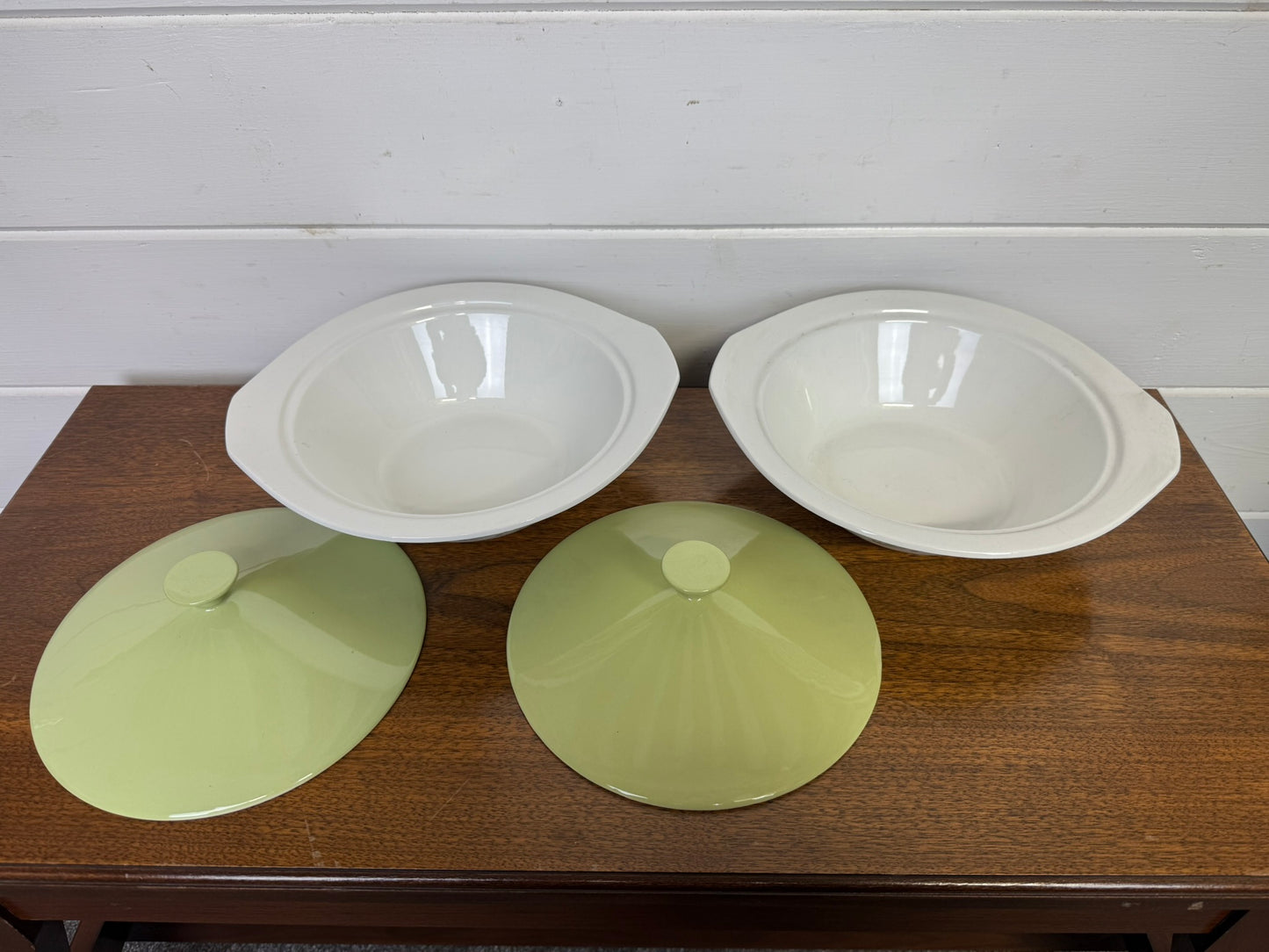 2x Vintage Johnson Bros Snowhite Vegetable Serving Bowl With Lid Serving Dish