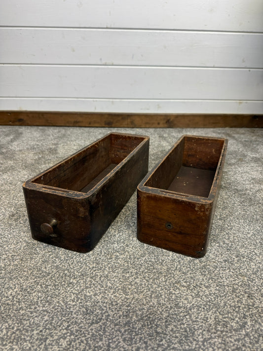 2x Vintage Singer Sewing Machine Drawers Wooden Tool Storage Rustic Display Tray