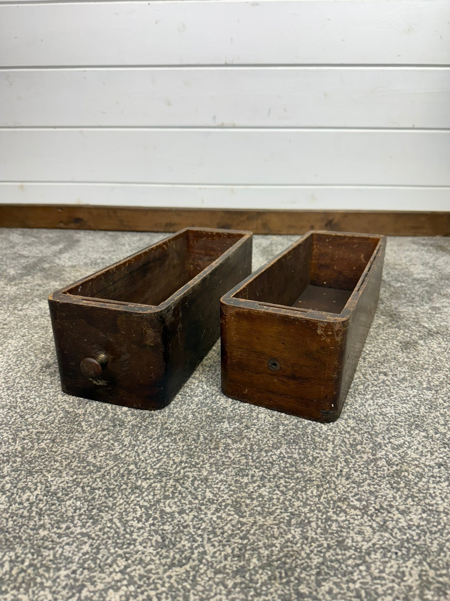 2x Vintage Singer Sewing Machine Drawers Wooden Tool Storage Rustic Display Tray