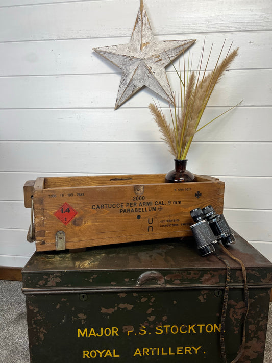 Vintage Wooden Ammo Crate Box Army Rustic Industrial Chest Tool Box Storage Box