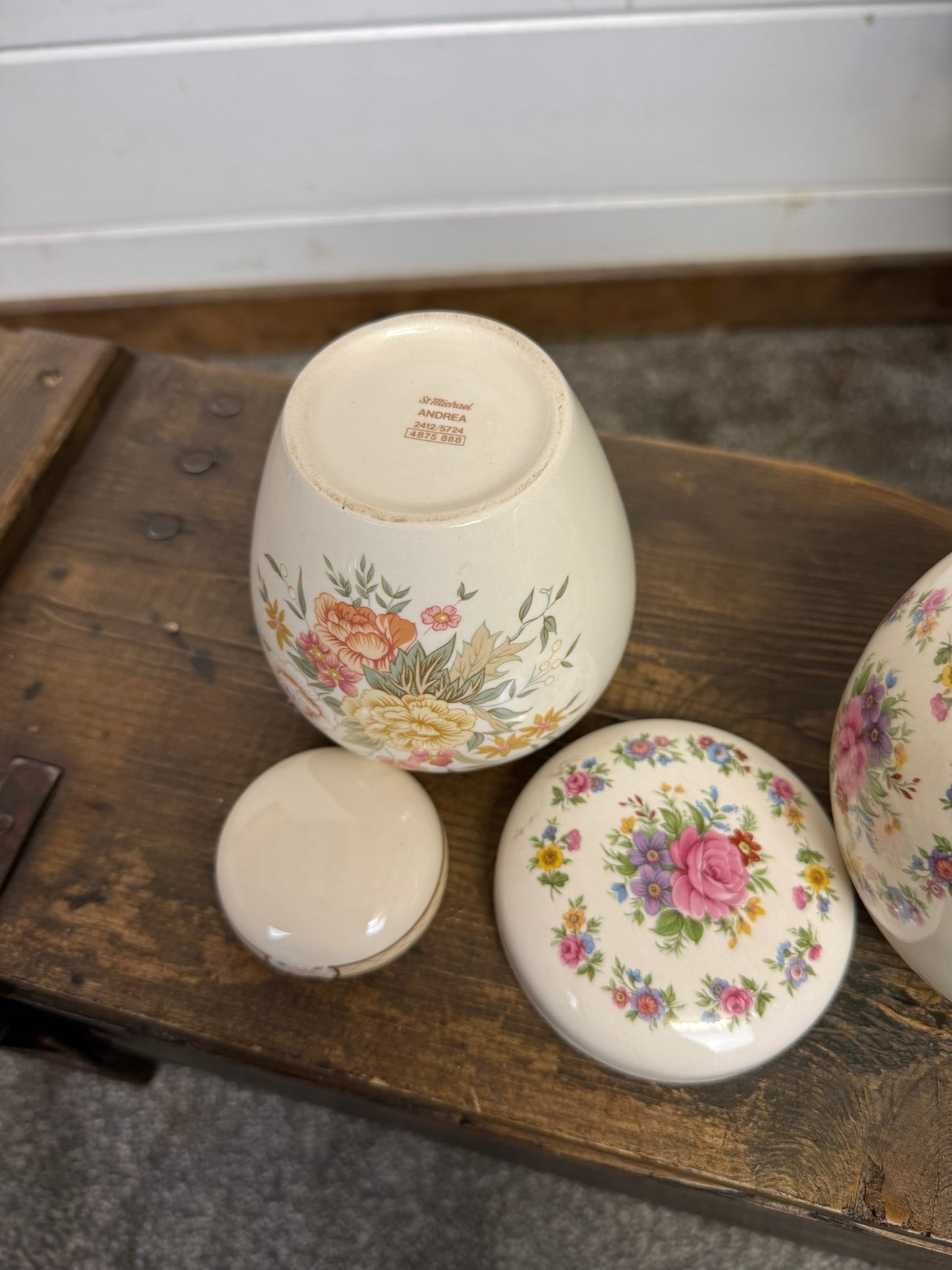 2x Vintage China Ginger Jar Sadler Ironstone & St Michael Andrea