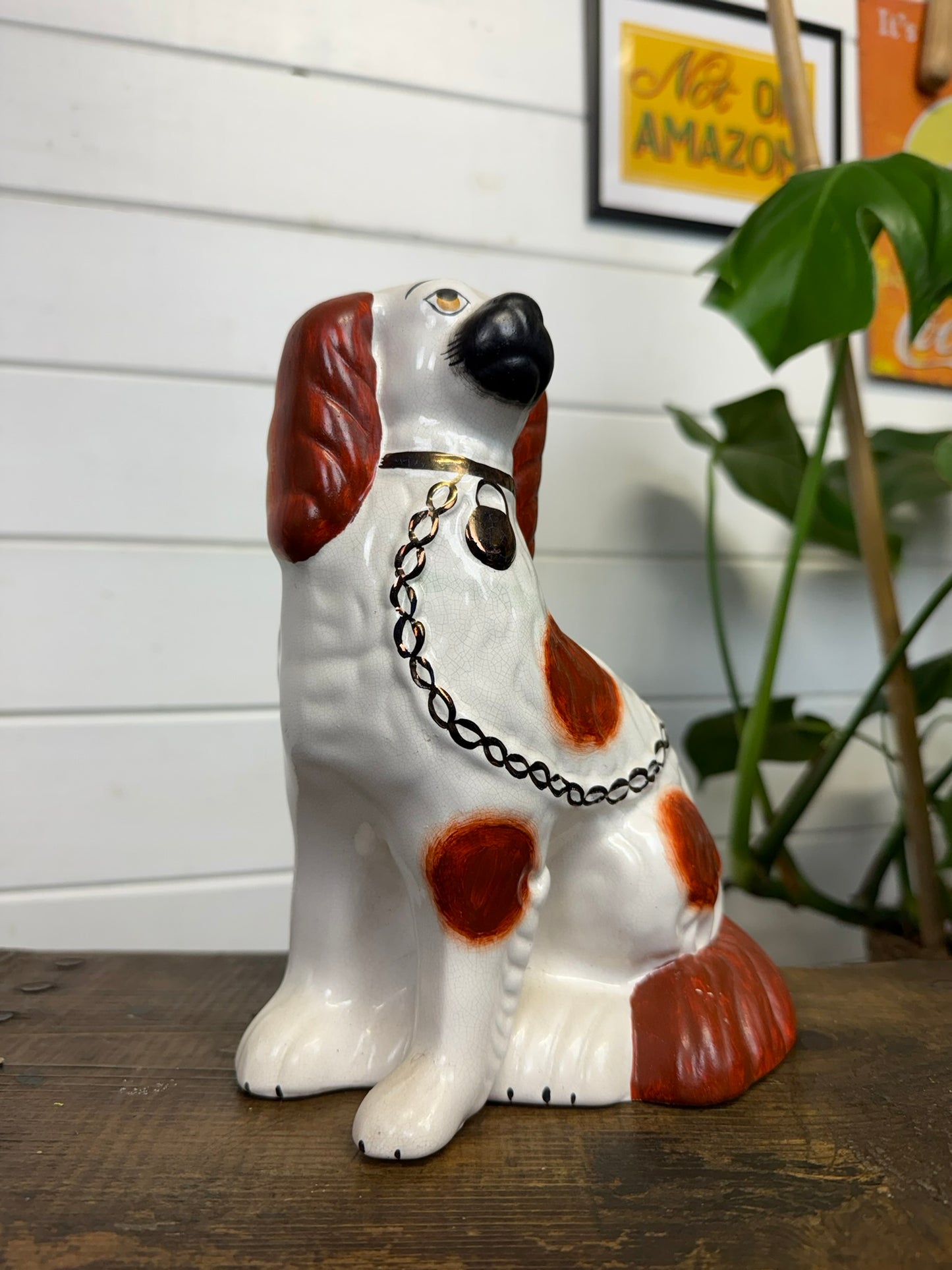 Vintage Staffordshire Pottery King Charles Spaniel Dog Figurine Ornament