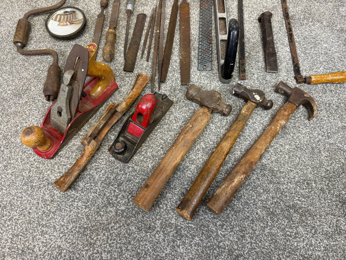 Vintage Tool Job Lot Old Tools Rasp Files Hammers Pick Axe Planes Etc.