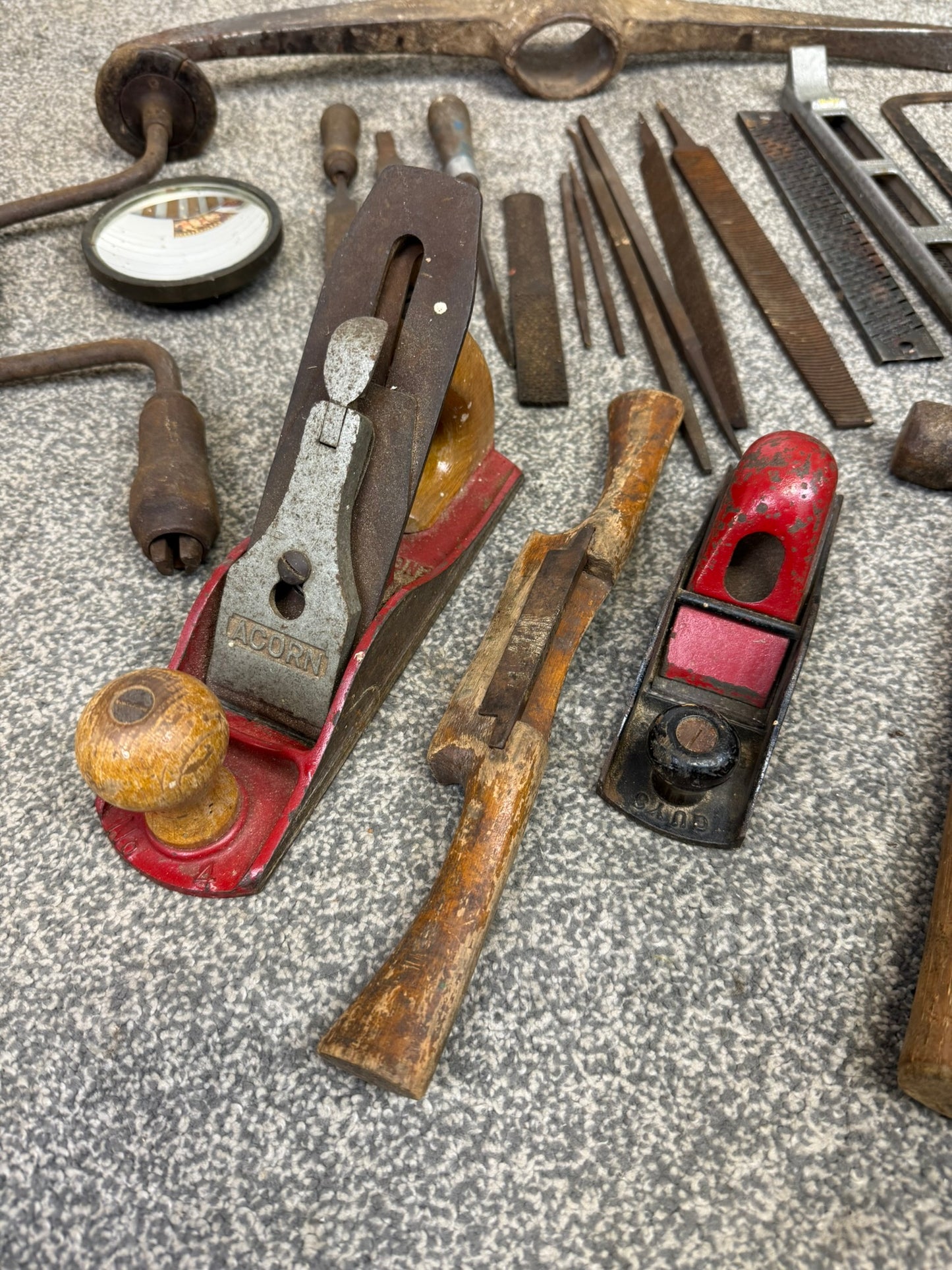 Vintage Tool Job Lot Old Tools Rasp Files Hammers Pick Axe Planes Etc.