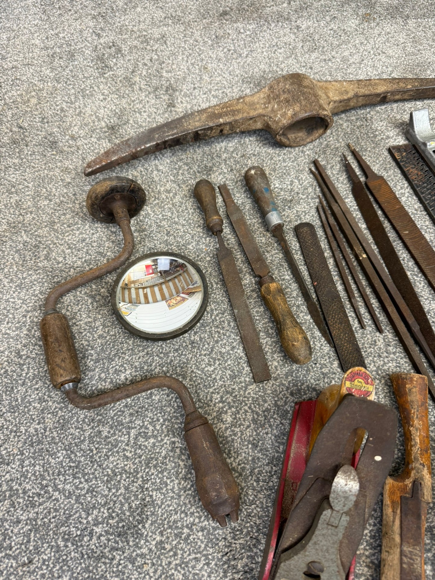 Vintage Tool Job Lot Old Tools Rasp Files Hammers Pick Axe Planes Etc.