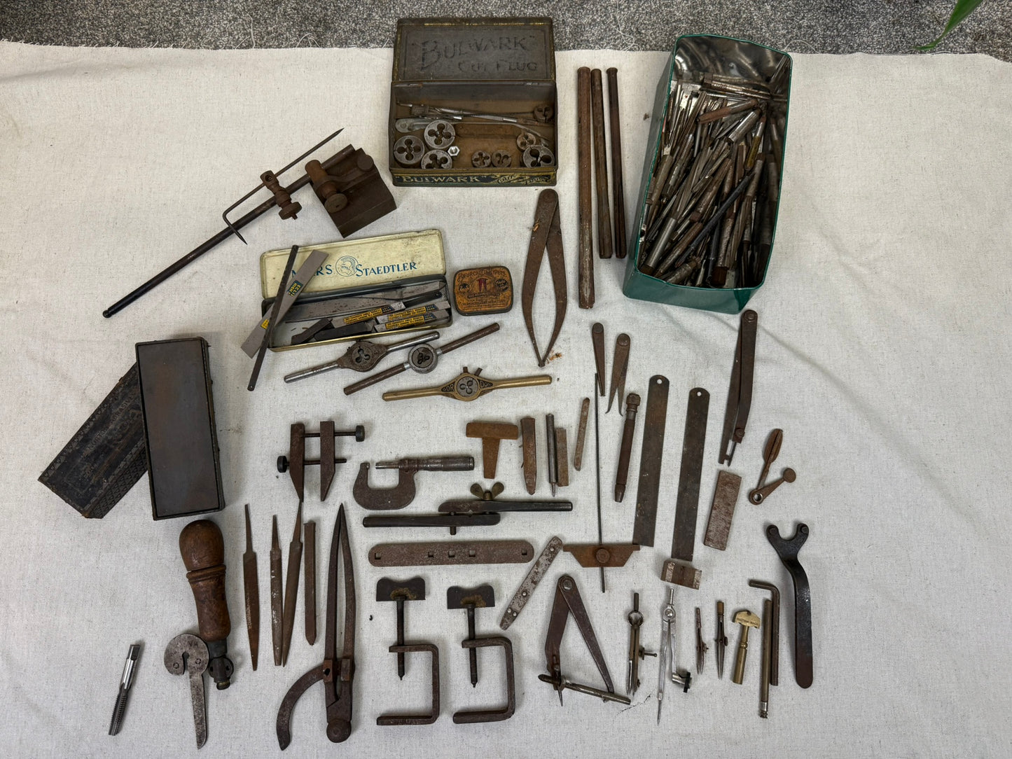 Vintage Engineer Tool Job Lot Old Tools Tap & Die Gauges Precision Tools Etc.